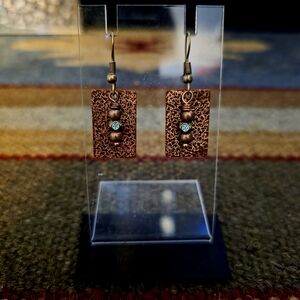 Elegant Copper Earrings with Intricate Design
